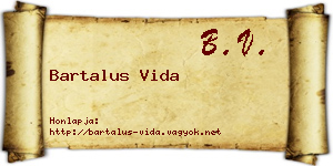 Bartalus Vida névjegykártya